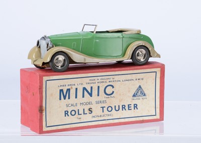 Lot 548 - A Tri-ang Minic Tinplate Clockwork 35M Pre-War Rolls Type Tourer