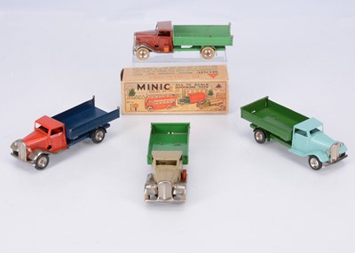 Lot 576 - Tri-ang Minic Tinplate Clockwork 23M Pre & Post-War Tip Lorries