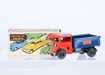 Lot 577 - A Tri-ang Minic Tinplate Clockwork 86M Post-War Forward Control Tip Lorry