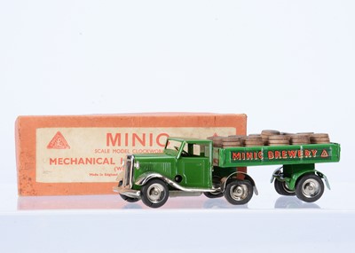Lot 585 - A Tri-ang Minic Tinplate Clockwork 72M Post-War Articulated Brewery Lorry & Trailer