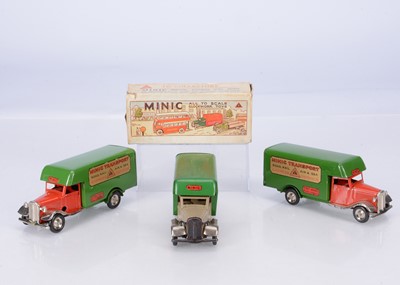 Lot 593 - Tri-ang Minic Tinplate Clockwork 24M Post-War Luton Transport Vans