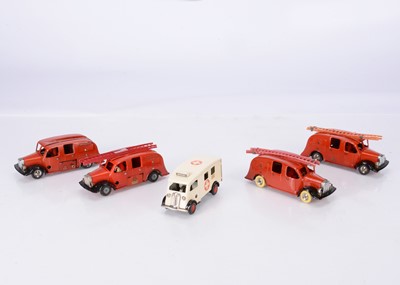 Lot 603 - Tri-ang Minic Tinplate Clockwork Emergency Service Vehicles