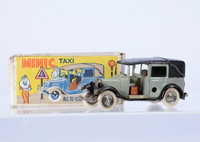 Lot 625 - A Tri-ang Minic Tinplate Clockwork 39M Pre-War Taxi Cab