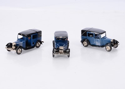 Lot 631 - Tri-ang Minic Tinplate Clockwork 35M Post-War Taxi Cabs