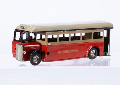 Lot 636 - A Tri-ang Minic Tinplate Clockwork 52M Pre-War Single Decker Bus