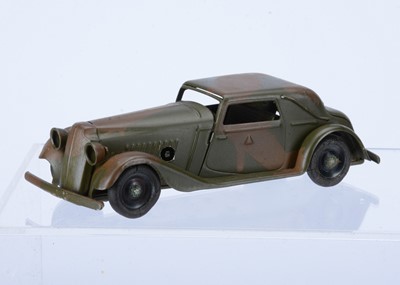 Lot 639 - A Tri-ang Minic Tinplate Clockwork 19M CF Army Vauxhall Cabriolet