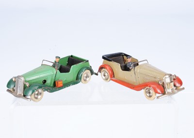 Lot 655 - Pre-War Tri-ang Minic Tinplate Clockwork Tourers