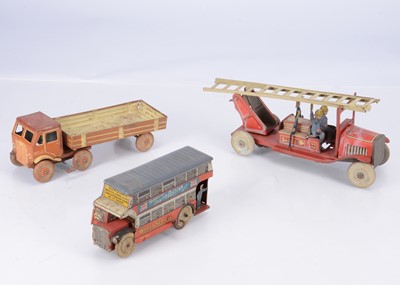 Lot 667 - 1930's-40's British Tinplate Clockwork Vehicles