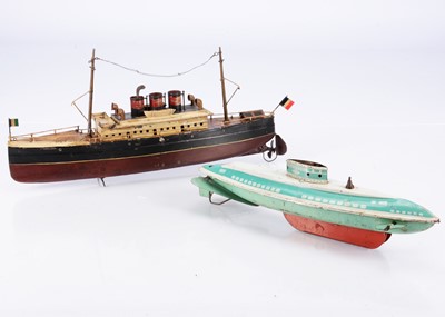 Lot 676 - Early 19th Century Tinplate Clockwork Ocean Liner