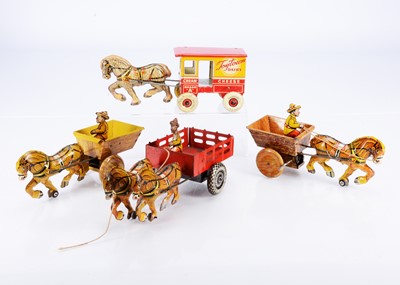 Lot 680 - Marx Toys Tinplate Clockwork Horse-Drawn Vehicles