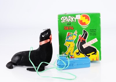 Lot 682 - A Masudaya Modern Toys (Japan) Tinplate Battery-Operated Remote Control Sparky The Seal