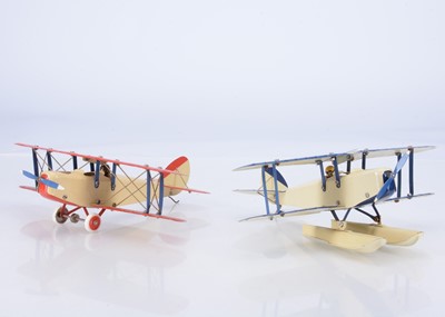 Lot 692 - Pair of repainted Meccano Aeroplane Constructor 0/00 Bi-Planes (2)
