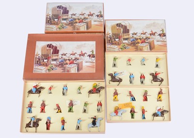 Lot 712 - Britains 2nd grade Wild West sets comprising 22s Cowboys, 23s N. American Indians, and 44s Cowboys and Indians