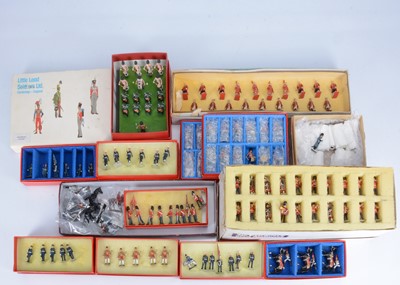 Lot 725 - A lot of sub 54mm figures , mainly by Little Lead Soldiers comprising 84pcs marching Guards bandsmen