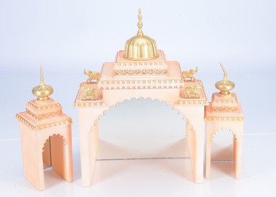 Lot 729 - Superb custom-built 1/32 scale wooden gateway with separate towers (2) and dome