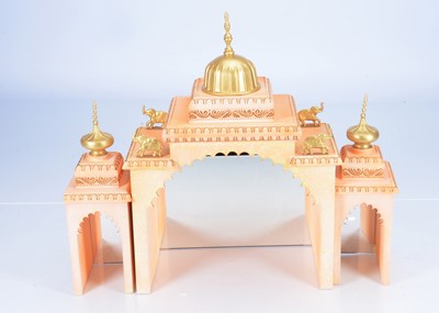 Lot 730 - Superb custom-built 1/32 scale wooden gateway with separate towers (2) and dome