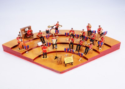 Lot 738 - George Doswell's Music in Miniature 15pce Grenadier Guards Dance Orchestra seated band complete with chairs and wooden plinth