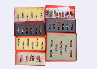 Lot 761 - Tradition New Metal figures 6pce sets comprising Zouaves with American Officer and Colours, set 63 Officer and Guardsman, Guards of London
