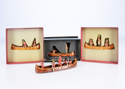 Lot 768 - Tommy Atkins boxed Woodland Indians series Canoes comprising five-man canoe, a 3-man canoe