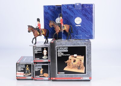 Lot 775 - Corgi boxed figure sets comprising 'Forward March' series No. CC59148 Surgeon, CC59170 Fireman, CC59194 Mountbatten, CC59181 Desert Storm Bravo 2 Zero