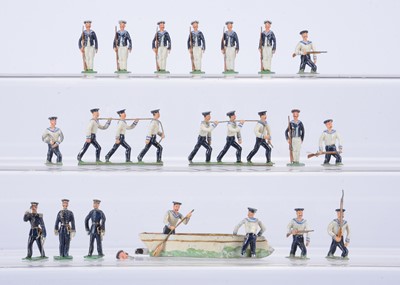 Lot 817 - Heyde 48mm size Naval Landing scene with boat and men vignette