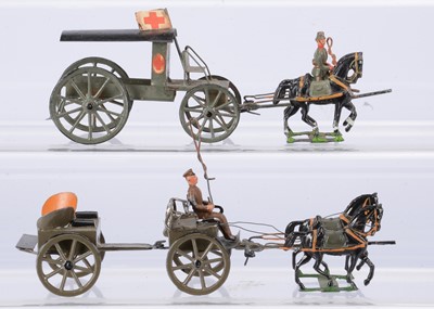 Lot 821 - Heyde 48mm scale horse-drawn wagons comprising German Army Ambulance