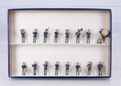 Lot 826 - Unusual white metal Kingsman's Army set K.A.9 U.S.A. Army Band in Montana Hats - figures based on Britains set 91 US Infantry