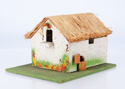 Lot 832 - Britains very unusual wooden 'Thatched Barn with roof to open' from Farm Series set 169F