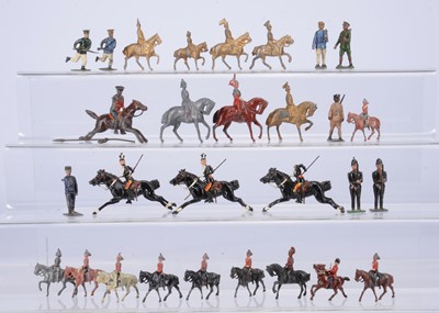 Lot 887 - Lot of early figures by John Hill including very rare sub 54mm gilt figure of mounted cavalryman marked G.W.WOOD