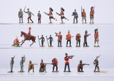 Lot 893 - Figures from the collection of L.W. Richards comprising Lord Roberts Workshop charging Highlanders (2) - VG