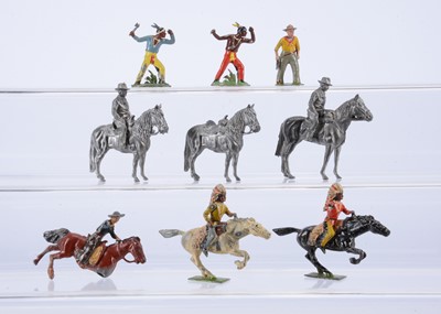 Lot 899 - Wild West figures comprising rare never released Roy Selwyn-Smith for Otto Gottstein mounted cowboy - possibly Roy Rogers on Trigger (2 figures on 3 horses)