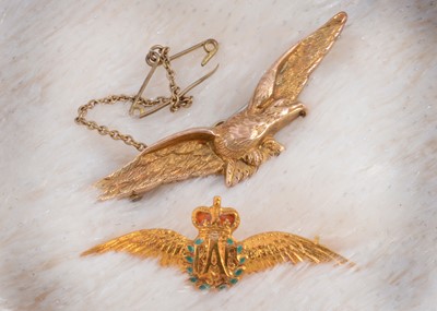 Lot 2 - Two RAF 9ct gold sweetheart brooches