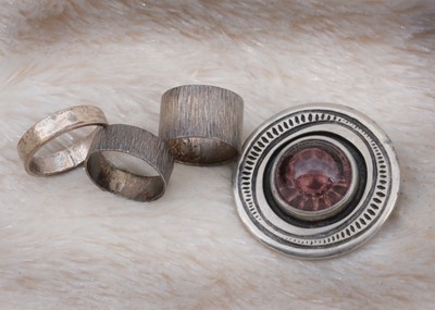 Lot 40 - A Swedish pewter and paste set target brooch