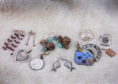 Lot 116 - An art deco hexagonal sterling mounted butterfly wing brooch