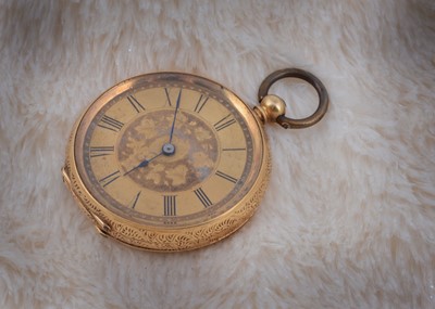 Lot 156 - An 18k marked open face lady's fob