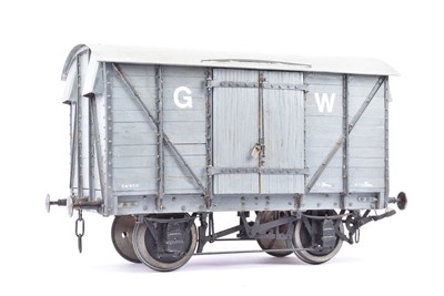 Lot 1075 - A well made 5'' Gauge  GWR grey 4-wheel 12t Ventilated  Van