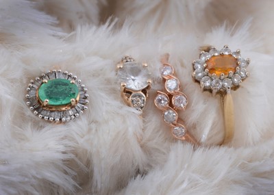 Lot 184 - Four 9ct gold gem set dress rings