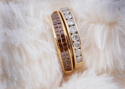 Lot 185 - Two 9ct gold contemporary diamond set dress rings