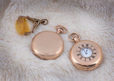 Lot 187 - A rolled gold full hunter lady's fob watch