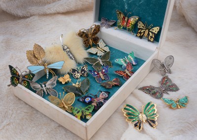 Lot 240 - A silver enamel plique a jour butterfly brooch