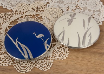 Lot 302 - Two 1930s Stratton non spill circular chromed compacts