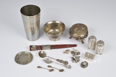 Lot 358 - A pair of Victorian silver peppers and other silver and silver plated items