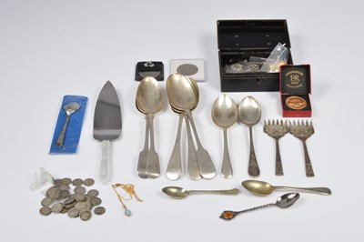 Lot 422 - A pair of Victorian silver fiddle pattern tablespoons by BS