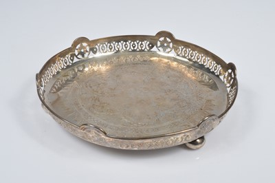 Lot 425 - A Victorian silver circular tray by HW