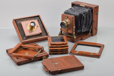 Lot 225 - Mahogany & Brass Camera Parts