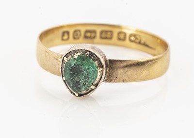 Lot 48 - A 19th century 22ct gold and emerald dress ring