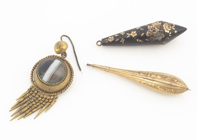Lot 49 - Three 19th century single drop earrings