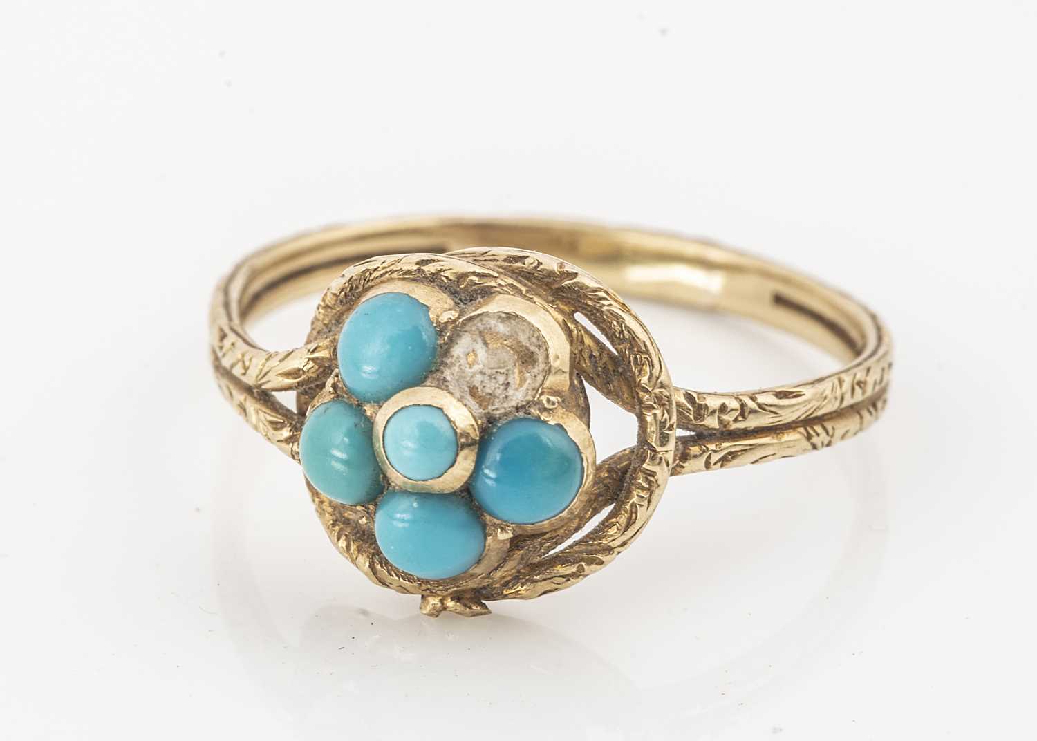 Lot 64 - A 19th century gold and turquoise ring