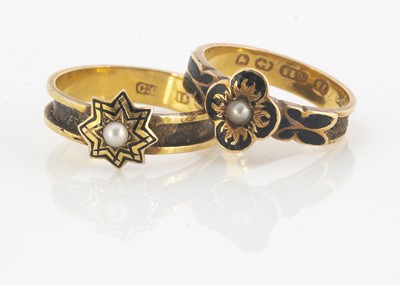 Lot 89 - A pair of 19th century 15ct gold mourning rings