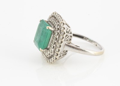 Lot 126 - An Iliana 18ct white gold emerald and diamond dress ring